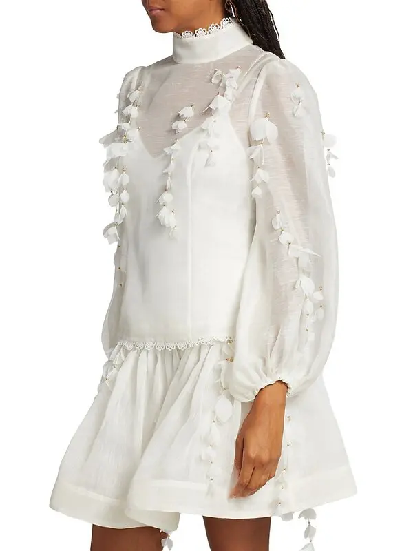 ModaFesta -long-sleeve-mini-dress-white-patchwork-flower
