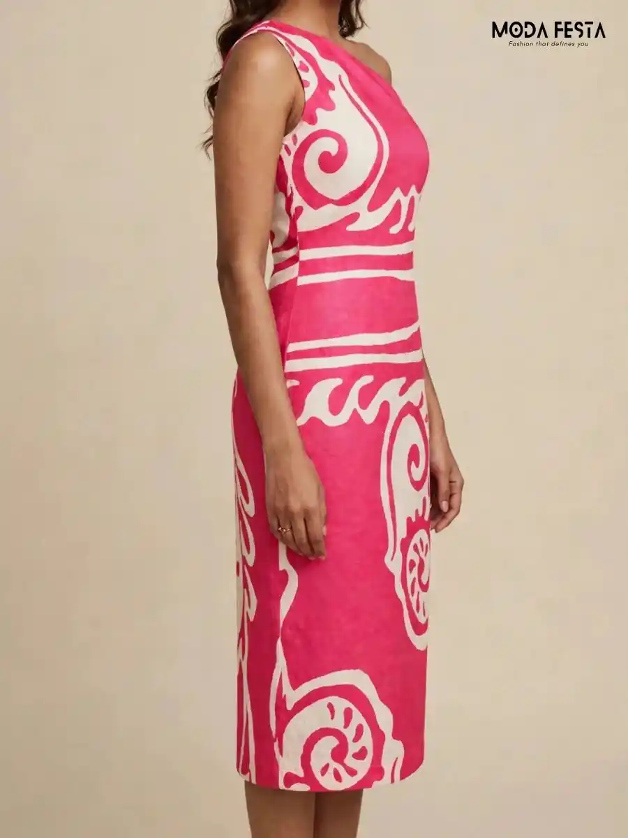 ModaFesta -one-shoulder-abstract-print-bodycon-dress