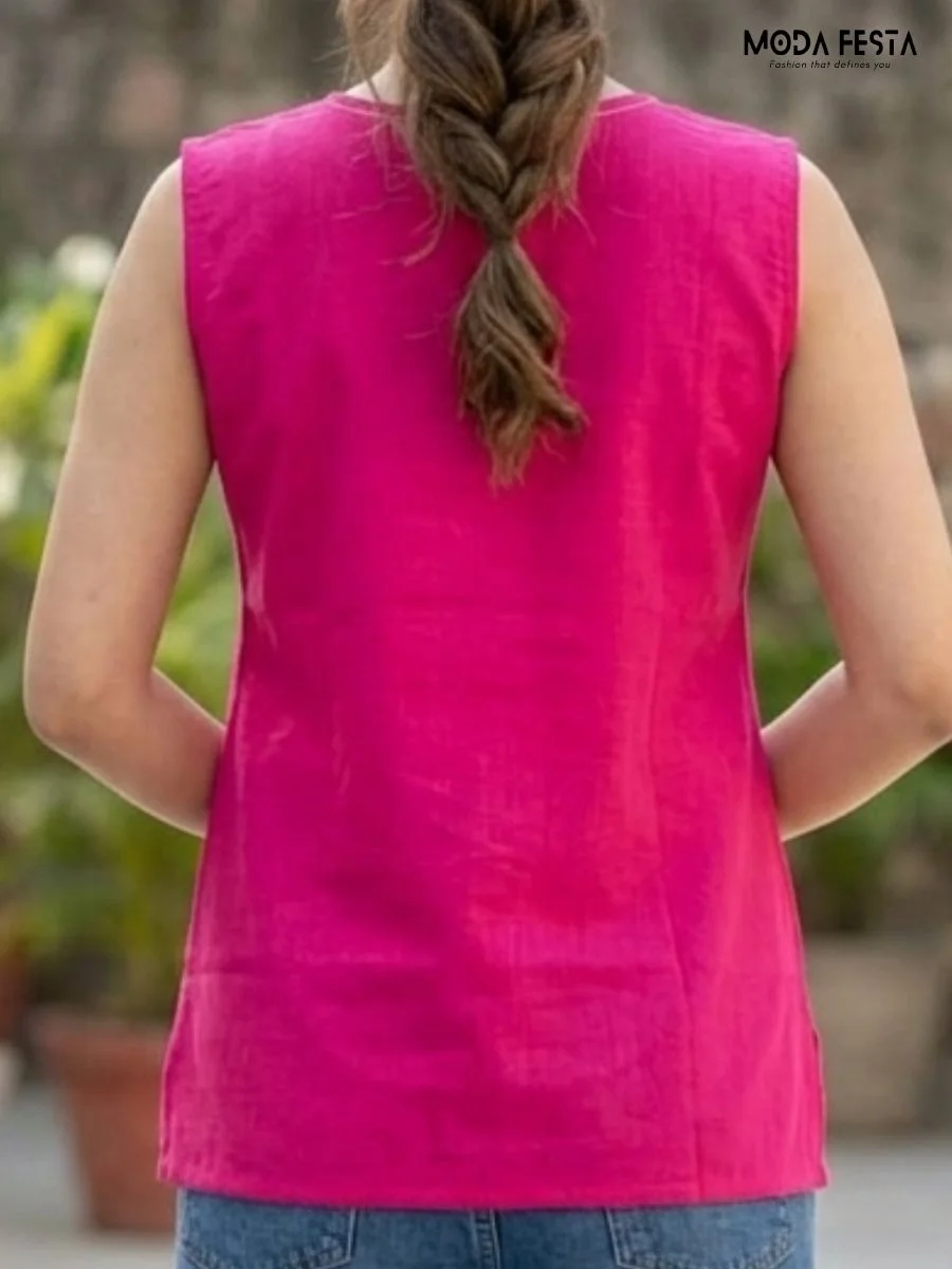 ModaFesta -pink-sleeveless-top-with-floral-applique