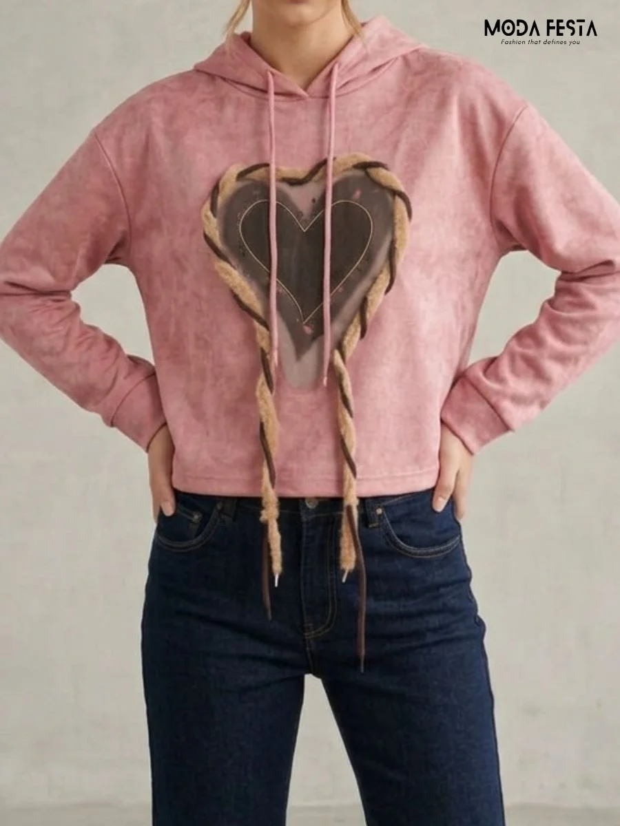 ModaFesta -rosette-crop-hoodie-for-women