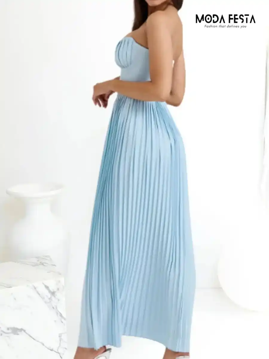 ModaFesta -ocean-blue-pleated-dress-blue