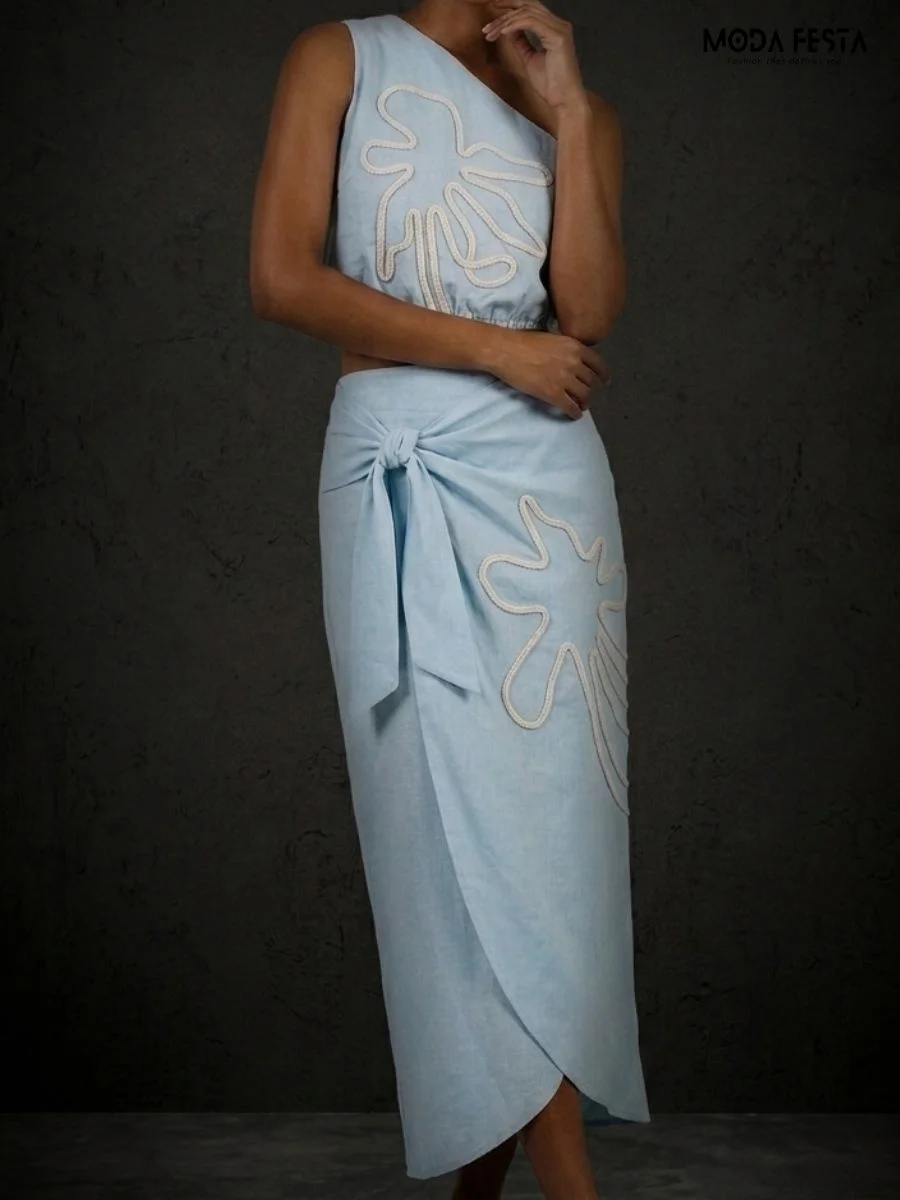 ModaFesta -blue-embroidered-coord-set