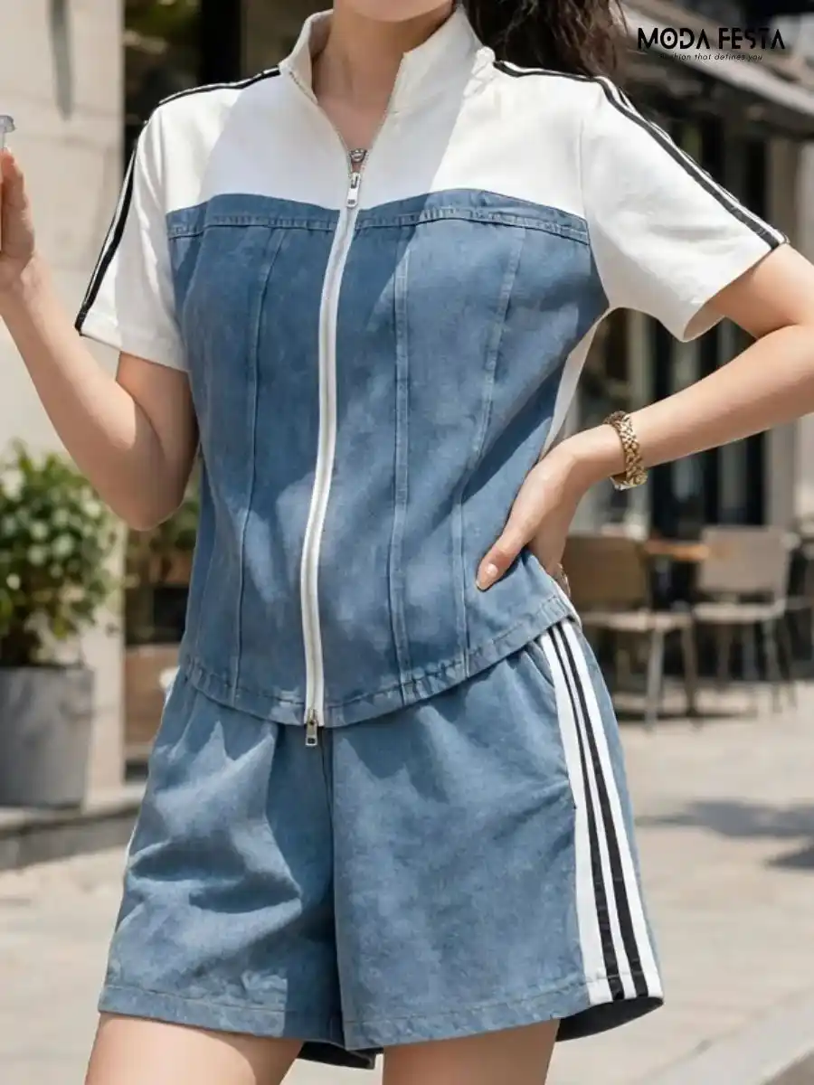 ModaFesta -denim-short-co-ord-set-white