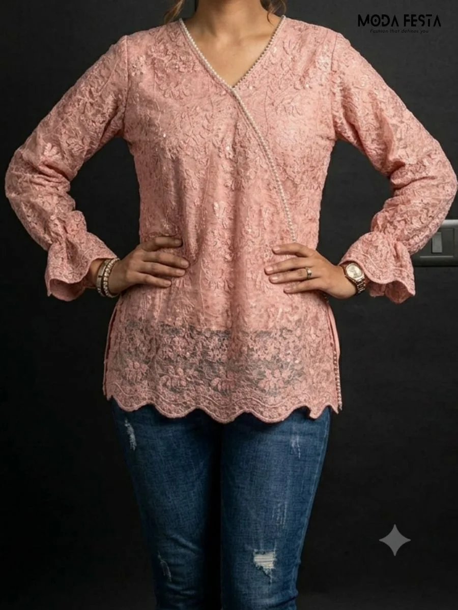 ModaFesta -pink-lace-wrap-top