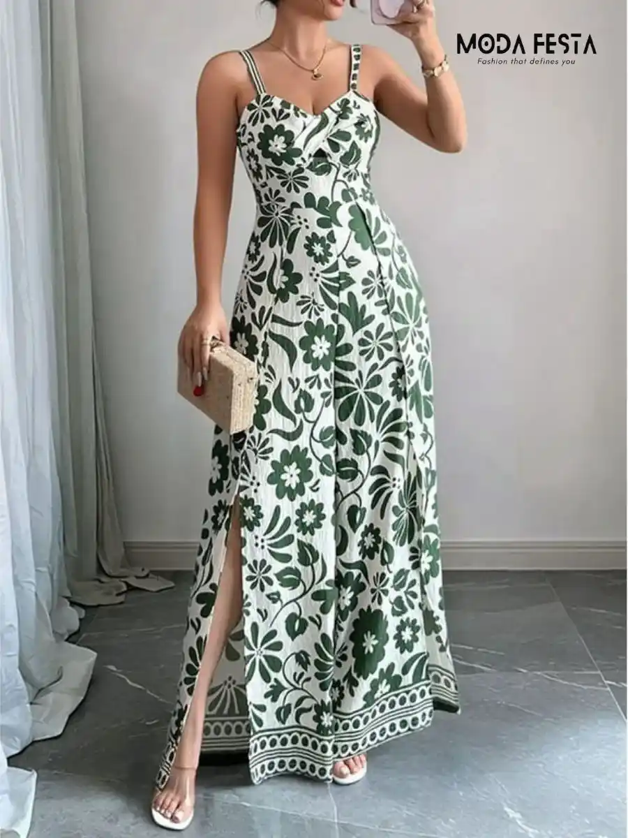 ModaFesta -floral-print-jumpsuit-green