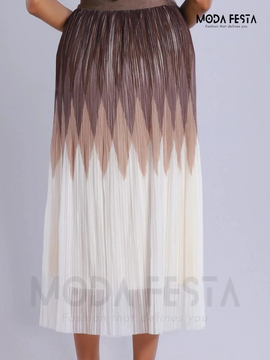ModaFesta -stylish-pleated-skirt-brown
