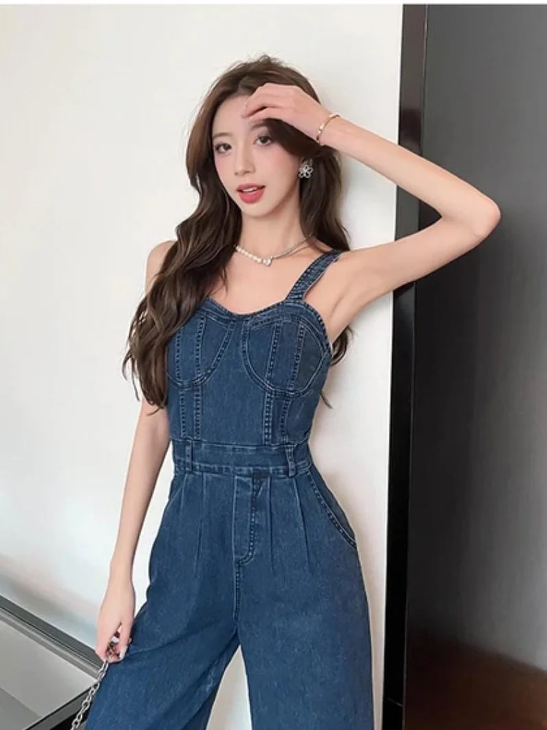 ModaFesta -slim-waist-solid-solid-jumpsuit-blue-denim