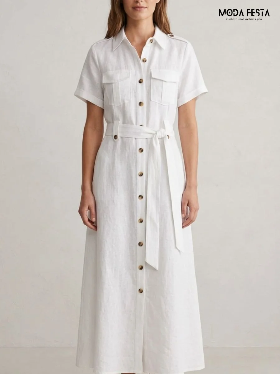 Ivory Breeze Shirt Maxi Dress