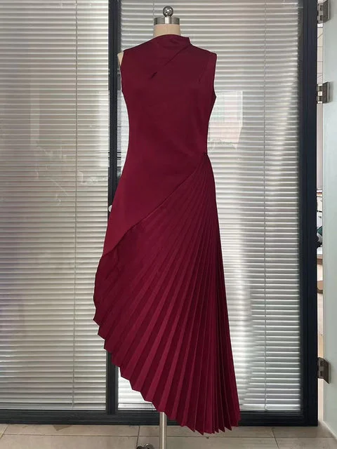 ModaFesta -peirse-luxury-irregular-pleated-evening-dress-maroon