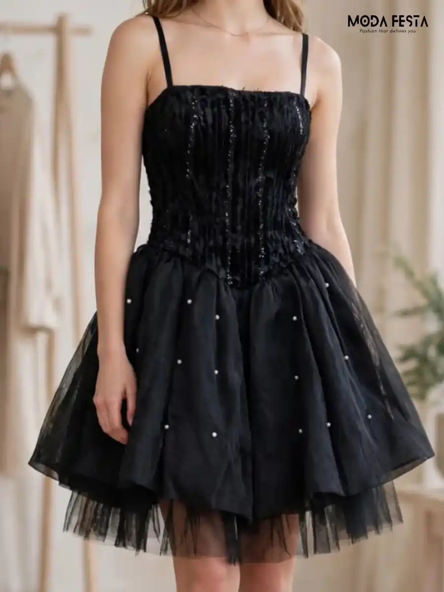 Embellished Mesh Party Dress