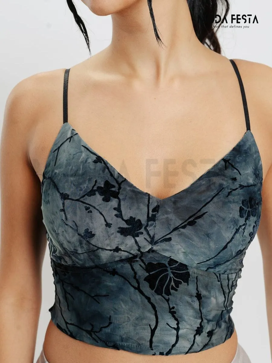 ModaFesta -teal-floral-top-green
