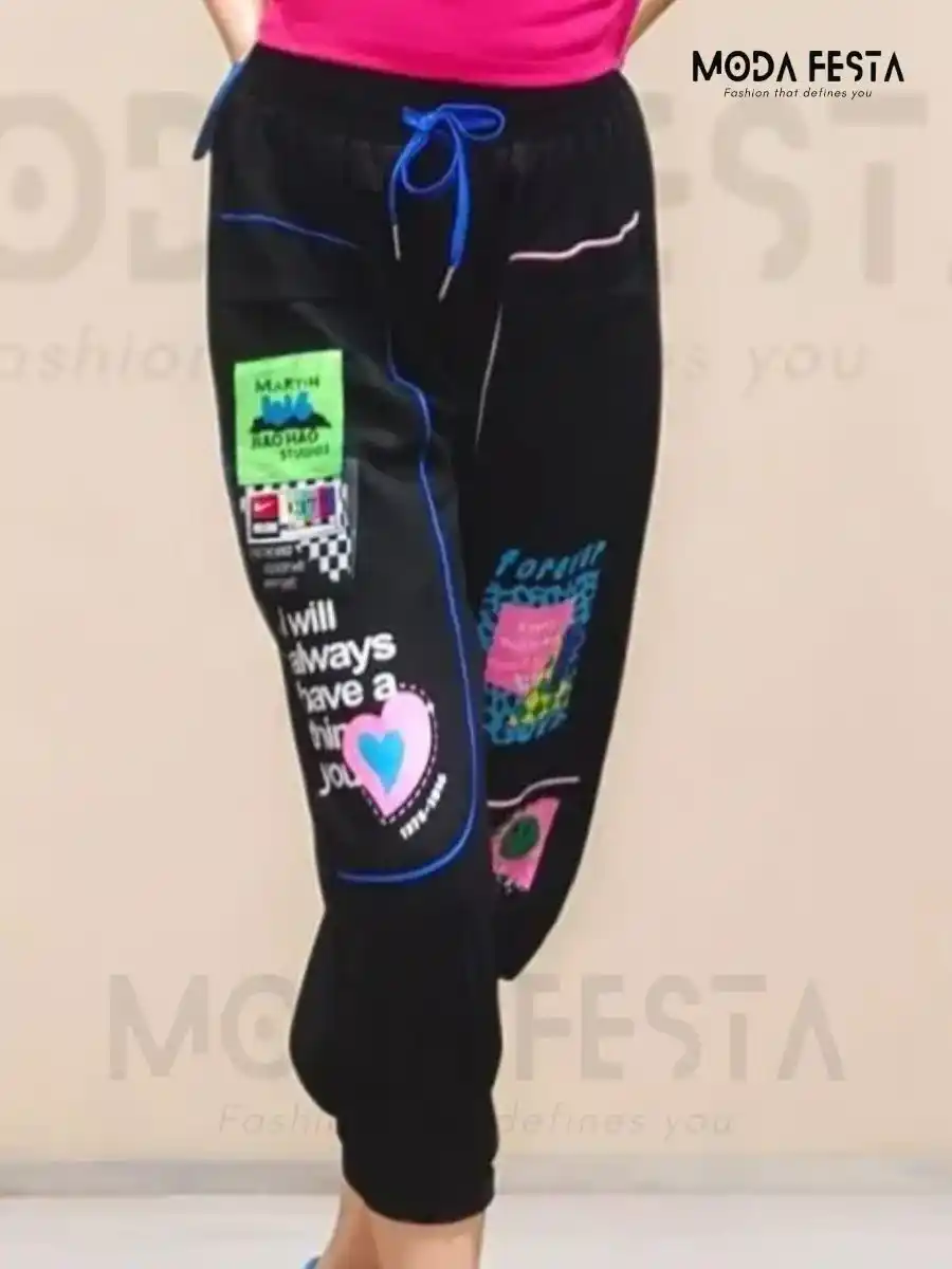 ModaFesta - black-printed-cargo-pant