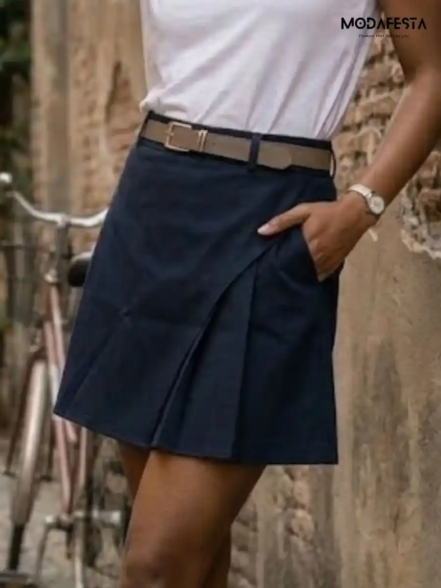 ModaFesta -elegant-wrap-pleated-skort-black