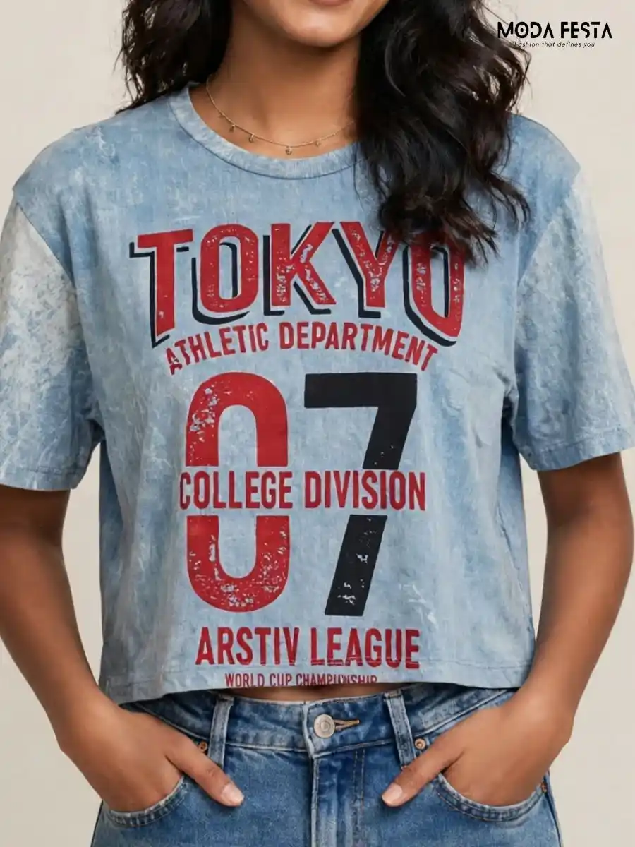 Tokyo Athletic Acid Wash Crop Top