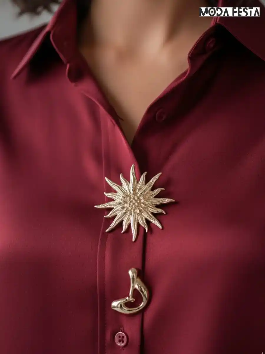 ModaFesta -elegant-satin-shirt-with-style-button-red