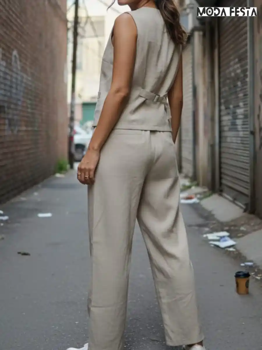 ModaFesta -elegant-vest-and-wide-leg-pant-linen-coord-set-beige