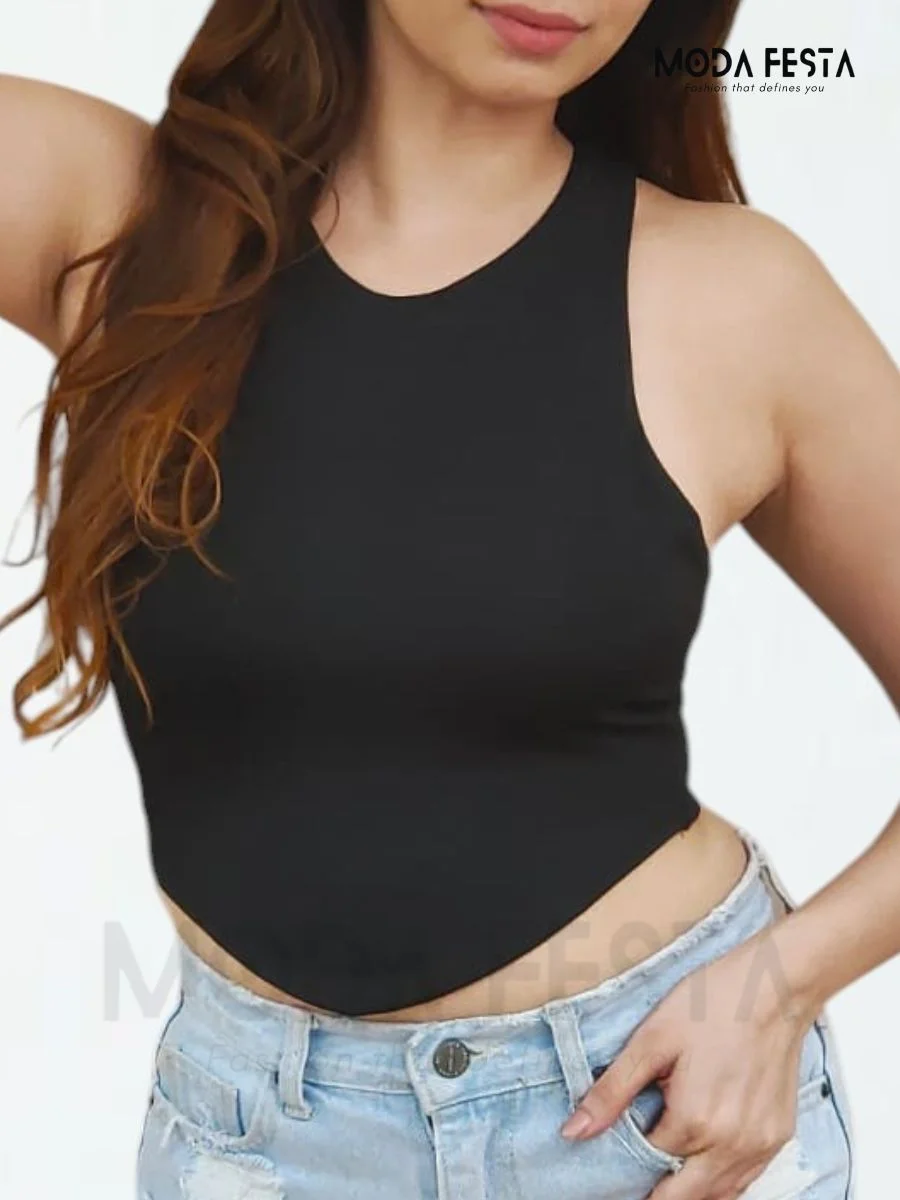 ModaFesta -elegant-crop-top-black