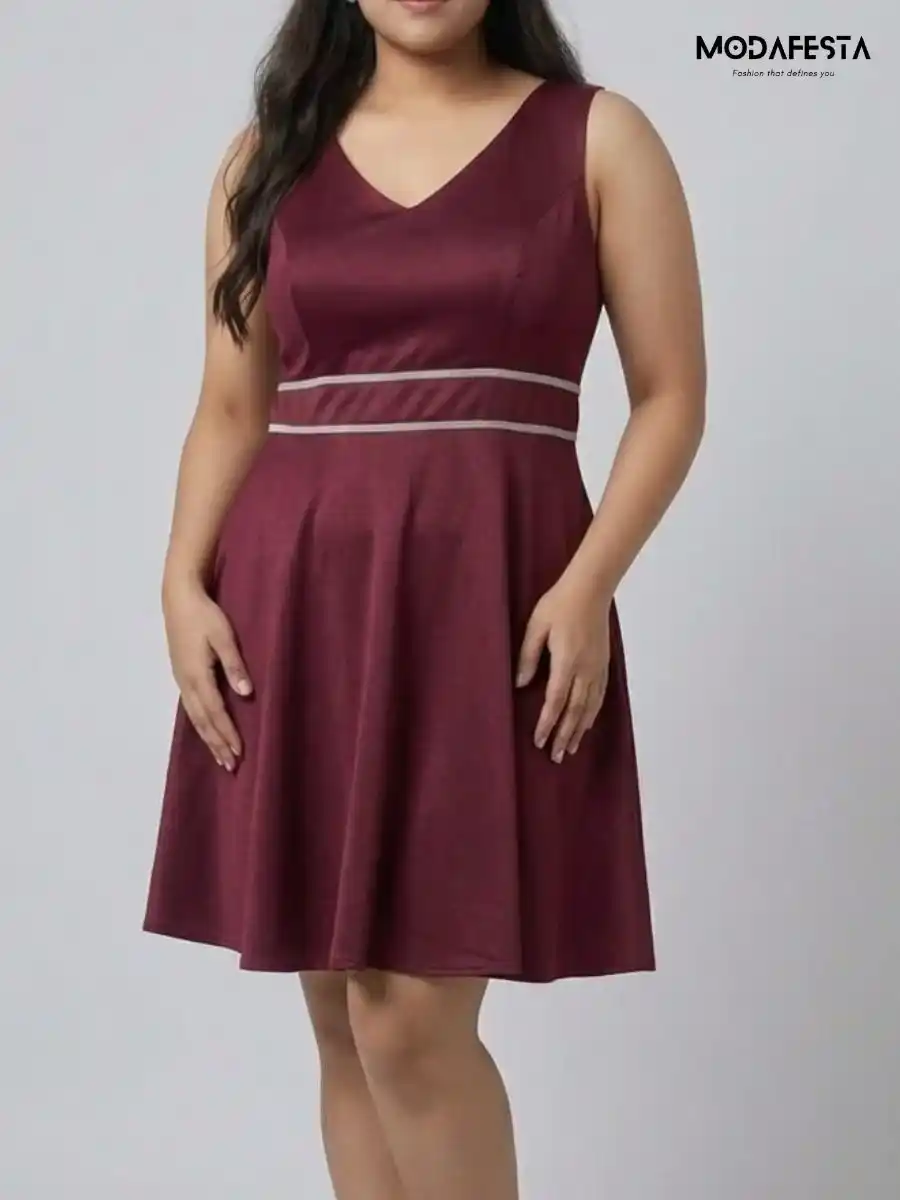 Elegant Embellished V-Neck Fit And Flare Party Dress