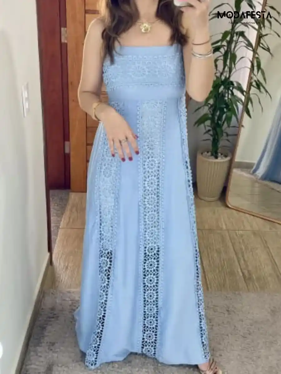 ModaFesta -elegant-spaghetti-cotton-lace-dress-sky-blue