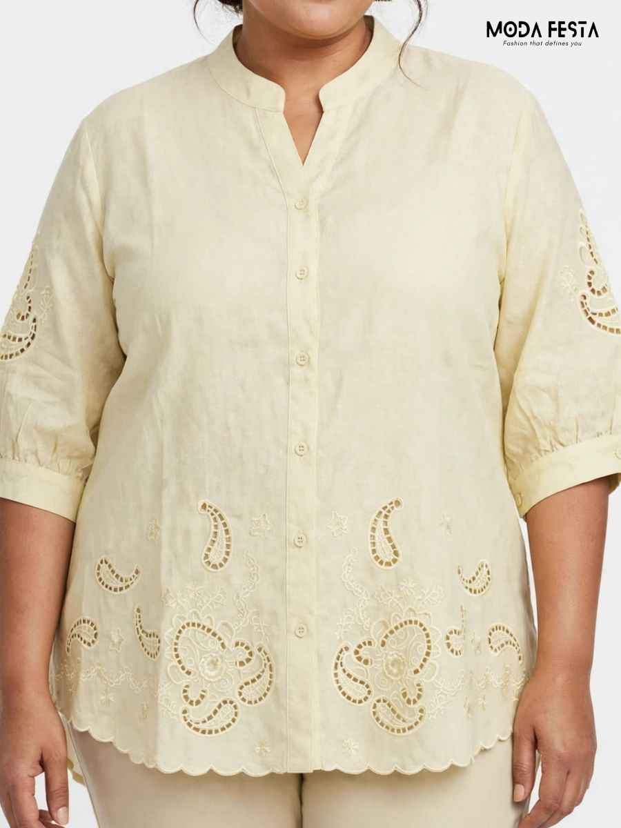 Floral and Paisley Embroidered Casual Shirt