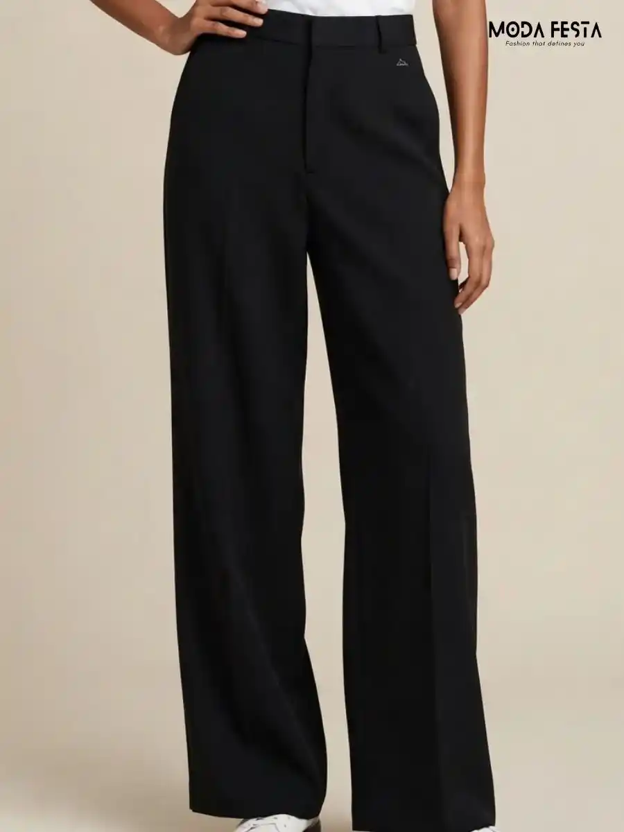 Classic Black High-Waist Wide-Leg Trousers