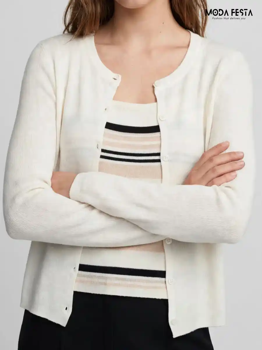 ModaFesta -white-cardigan-multistripe-inner-top-coord-set