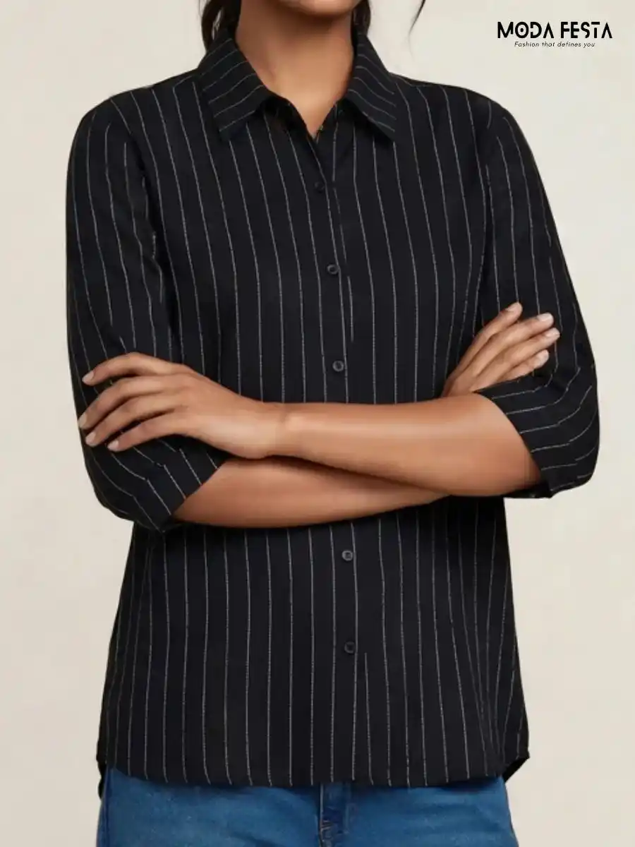 ModaFesta -pinstripe-button-down-shirt