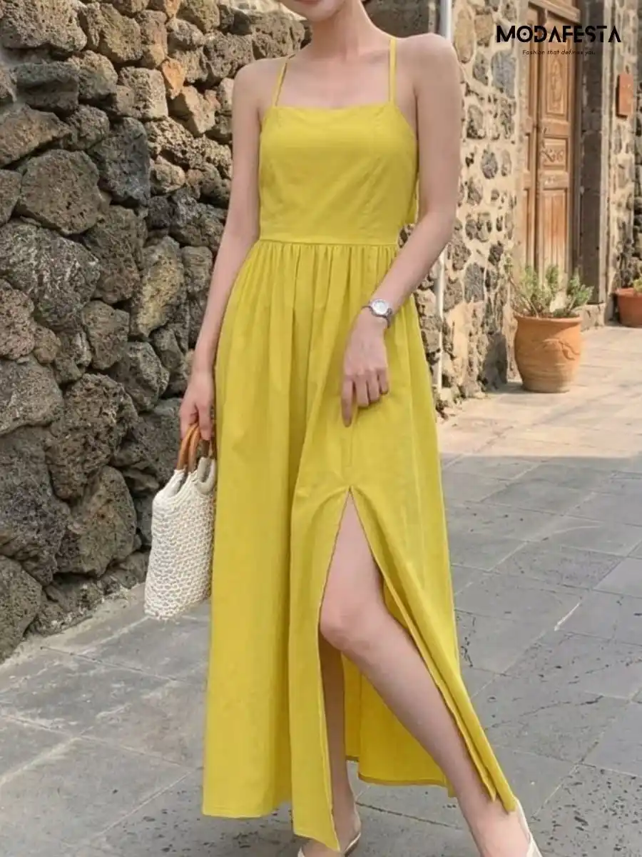 ModaFesta -elegant-backless-plain-maxi-dress-neon-green