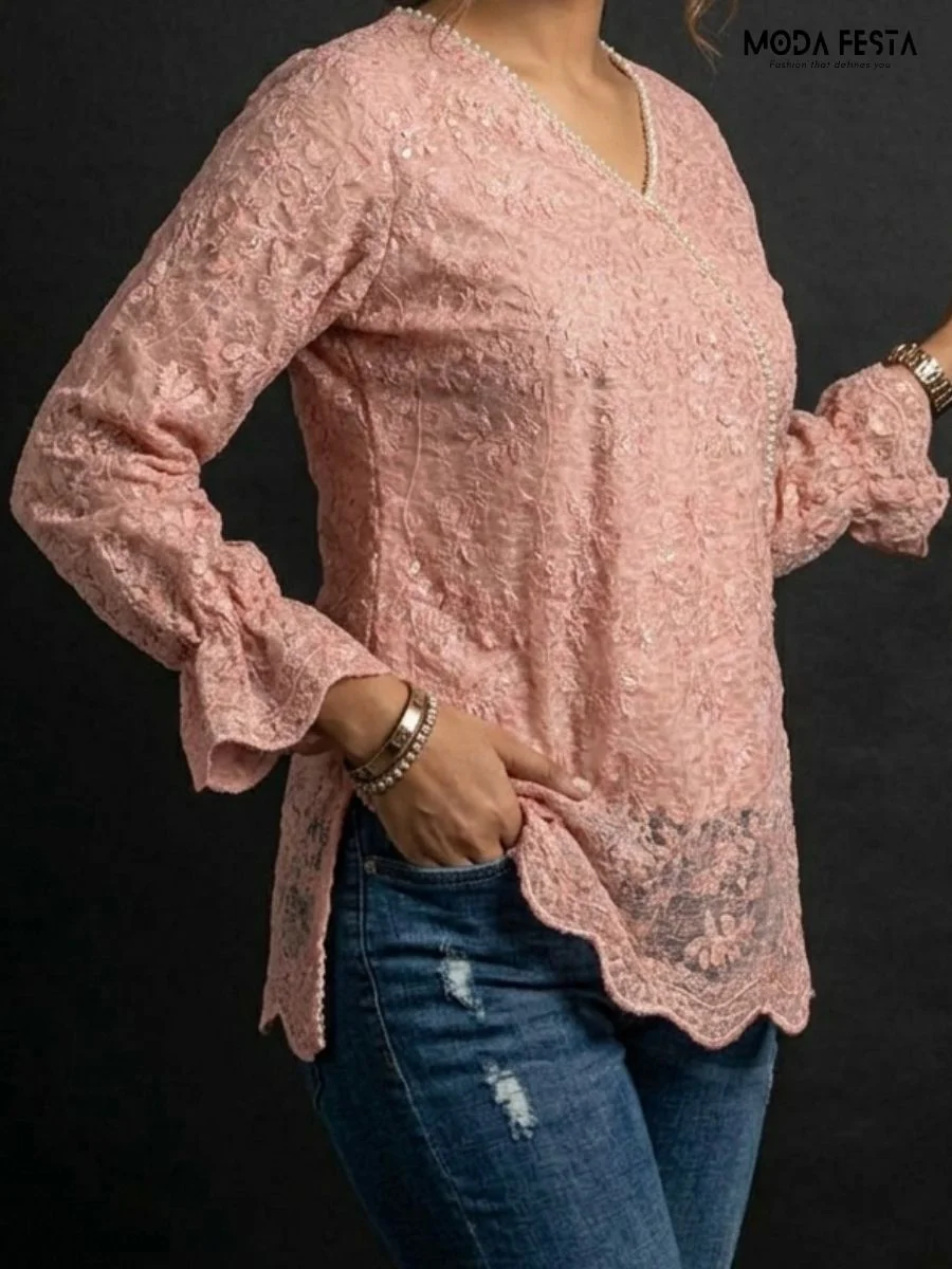 ModaFesta -pink-lace-wrap-top