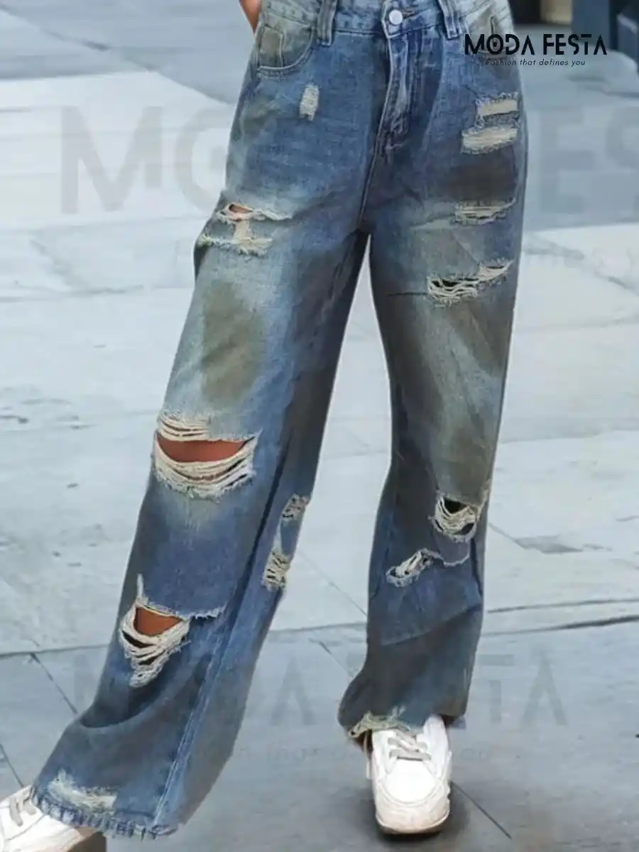 ModaFesta - high-street-ripped-jeans-blue