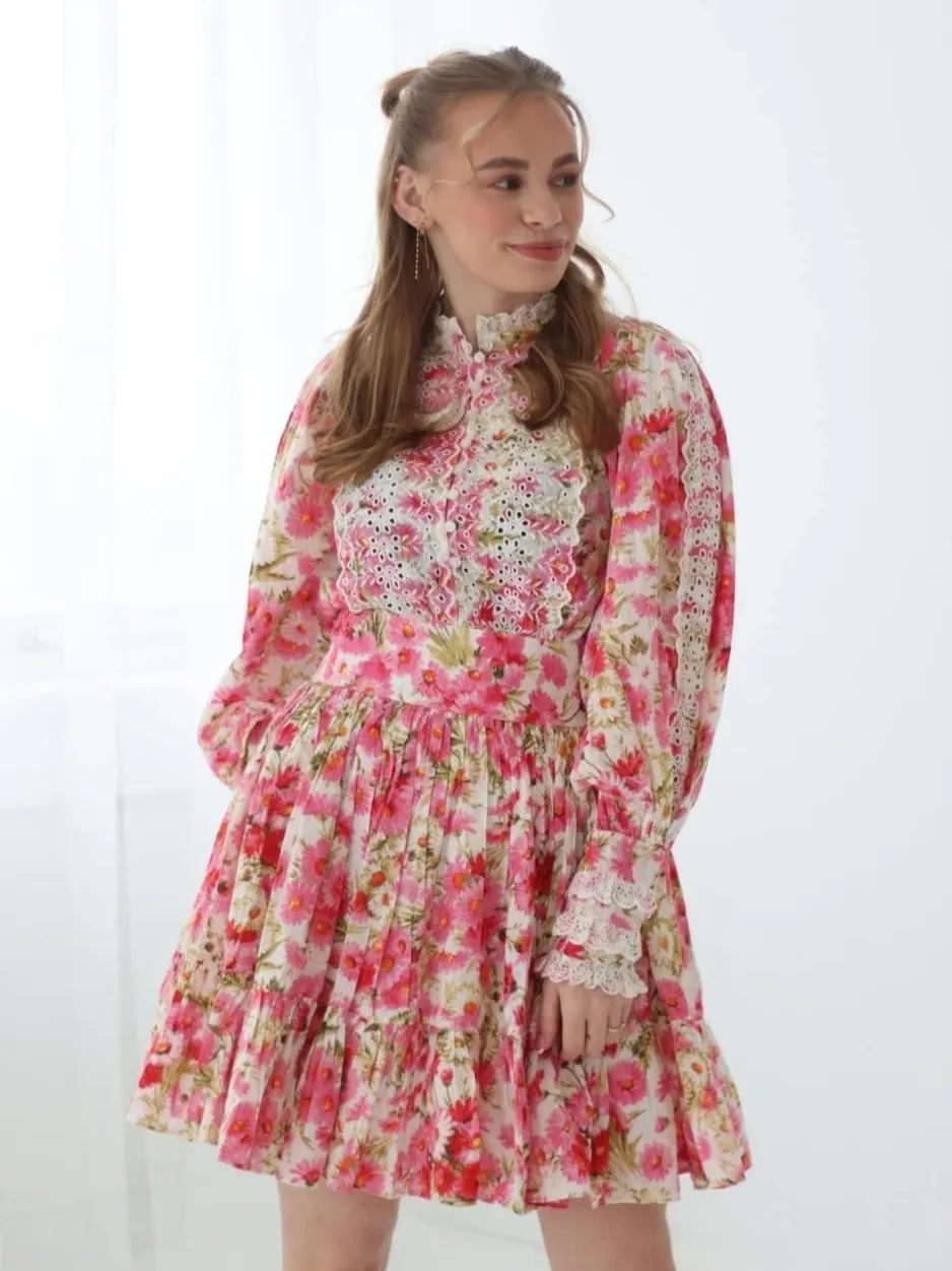 ModaFesta - colourbloack-floral-dress-pink-01