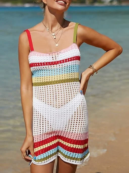 ModaFesta -knit-cami-coverup-top-half-sleeve-colourfull-white