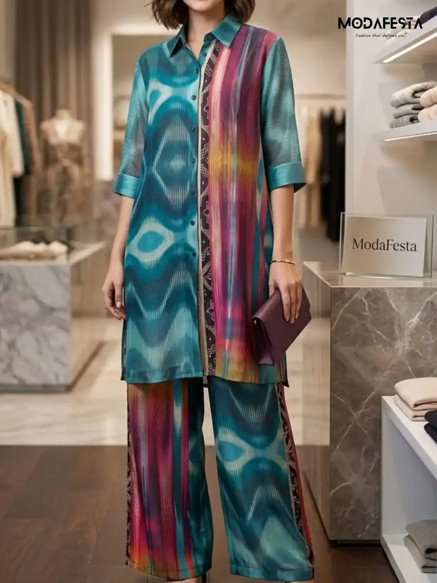 ModaFesta -elegant-teal-abstract-print-chiffon-coord-set