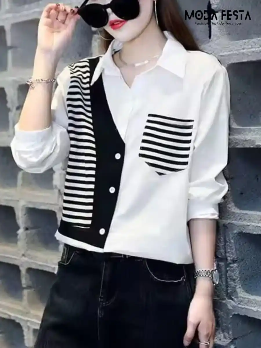 ModaFesta -elegant-striped-cardigan-top-blacl