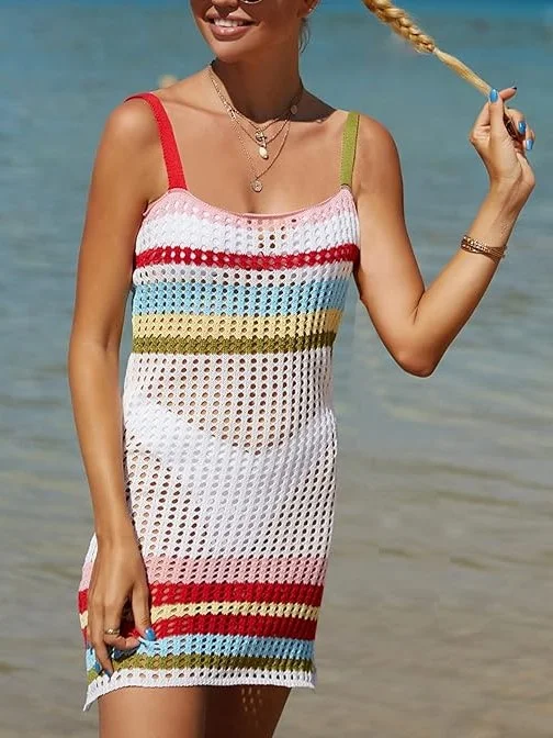 ModaFesta -knit-cami-coverup-top-half-sleeve-colourfull-white