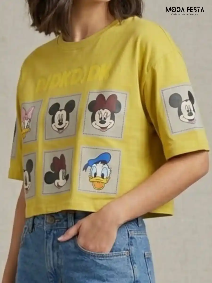 ModaFesta -disney-character-collage-crop-top