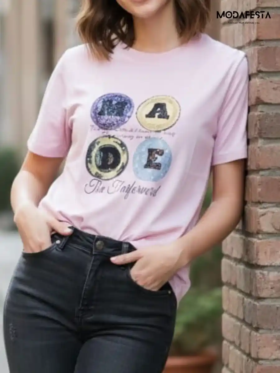 ModaFesta -classy-graphic-sequin-t-shirt-peach