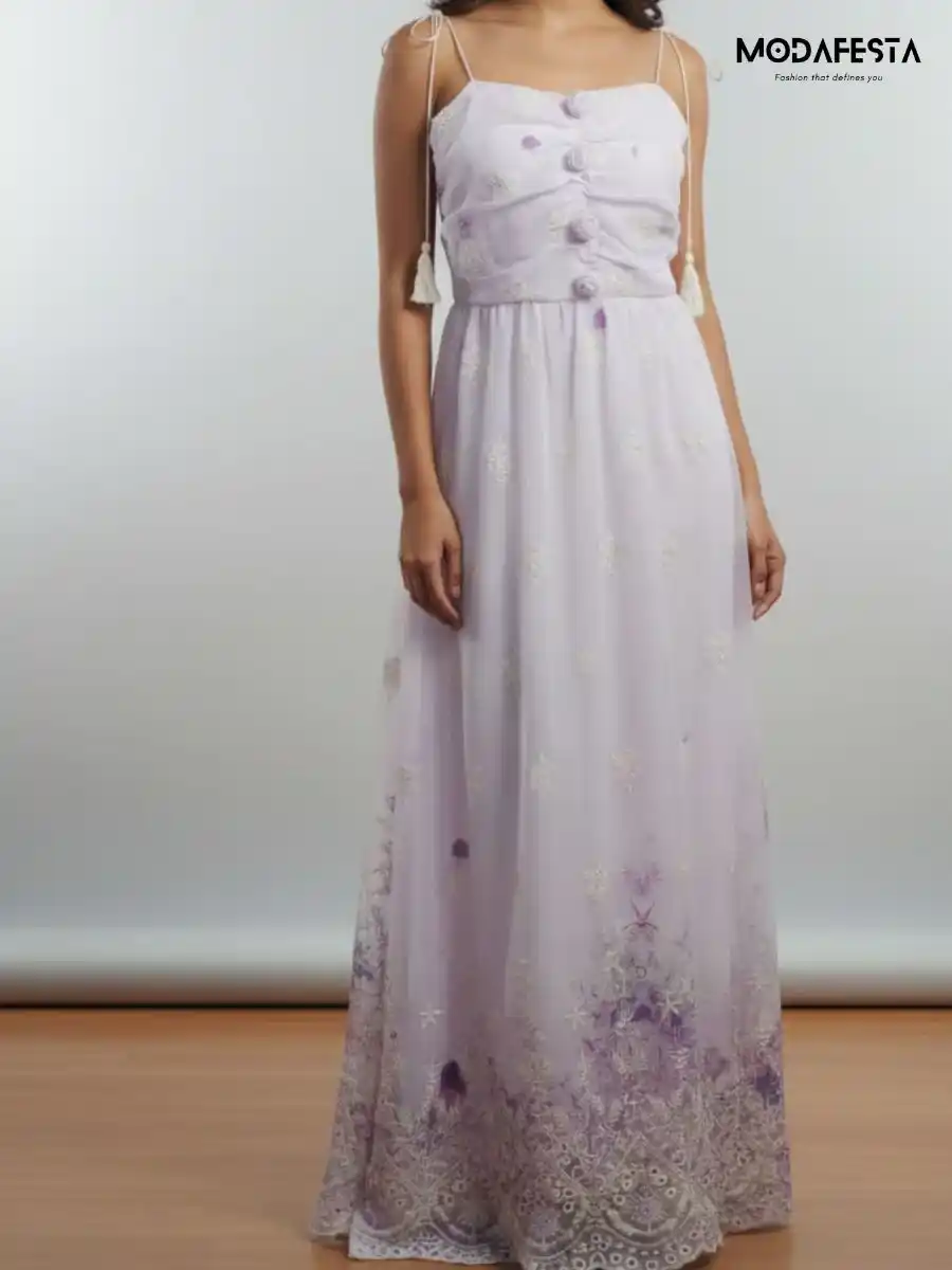 ModaFesta -elegant-floral-print-chiffon-spagati-dress-lavender