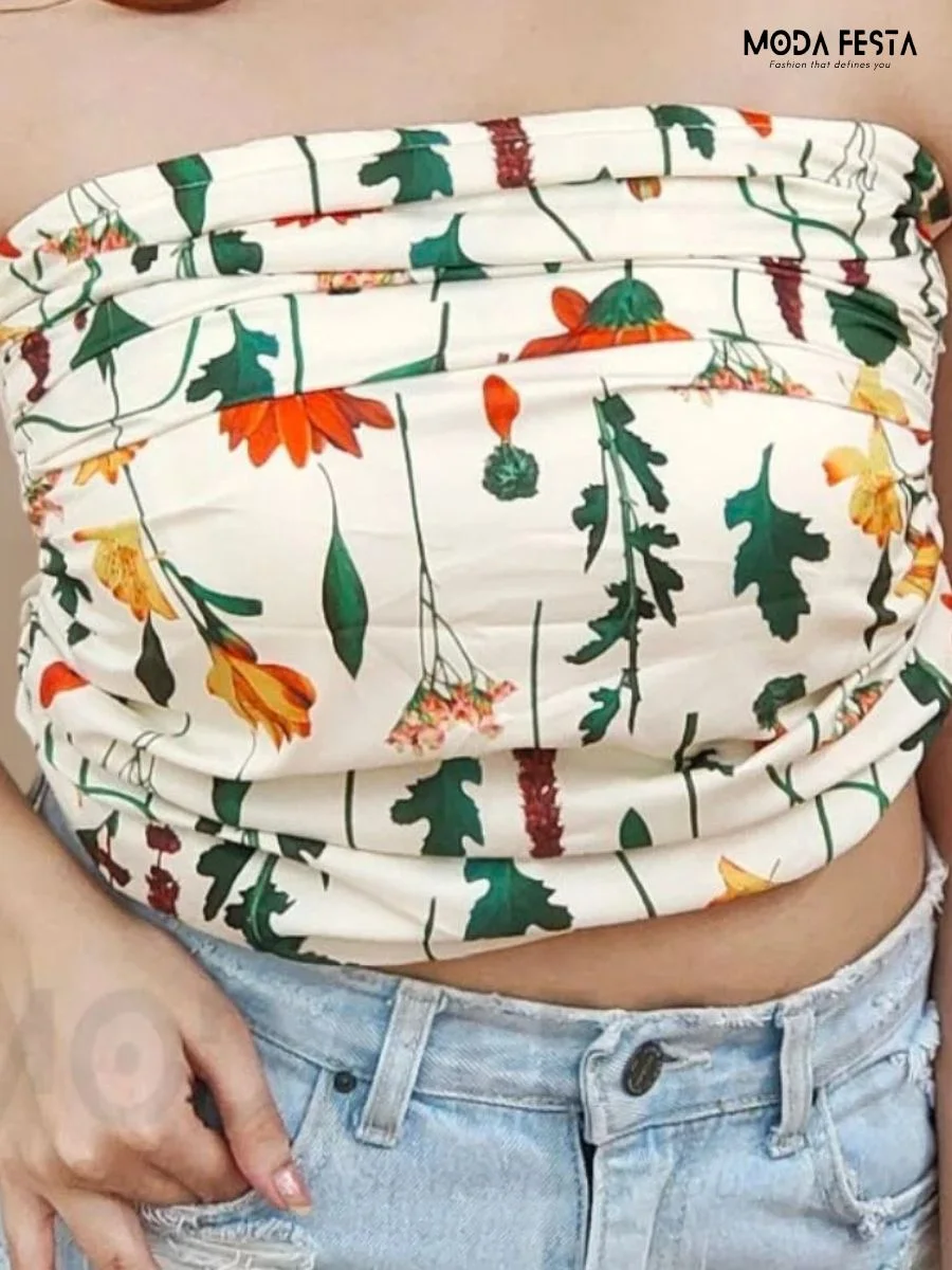 Stylish Flora Print TubeTop