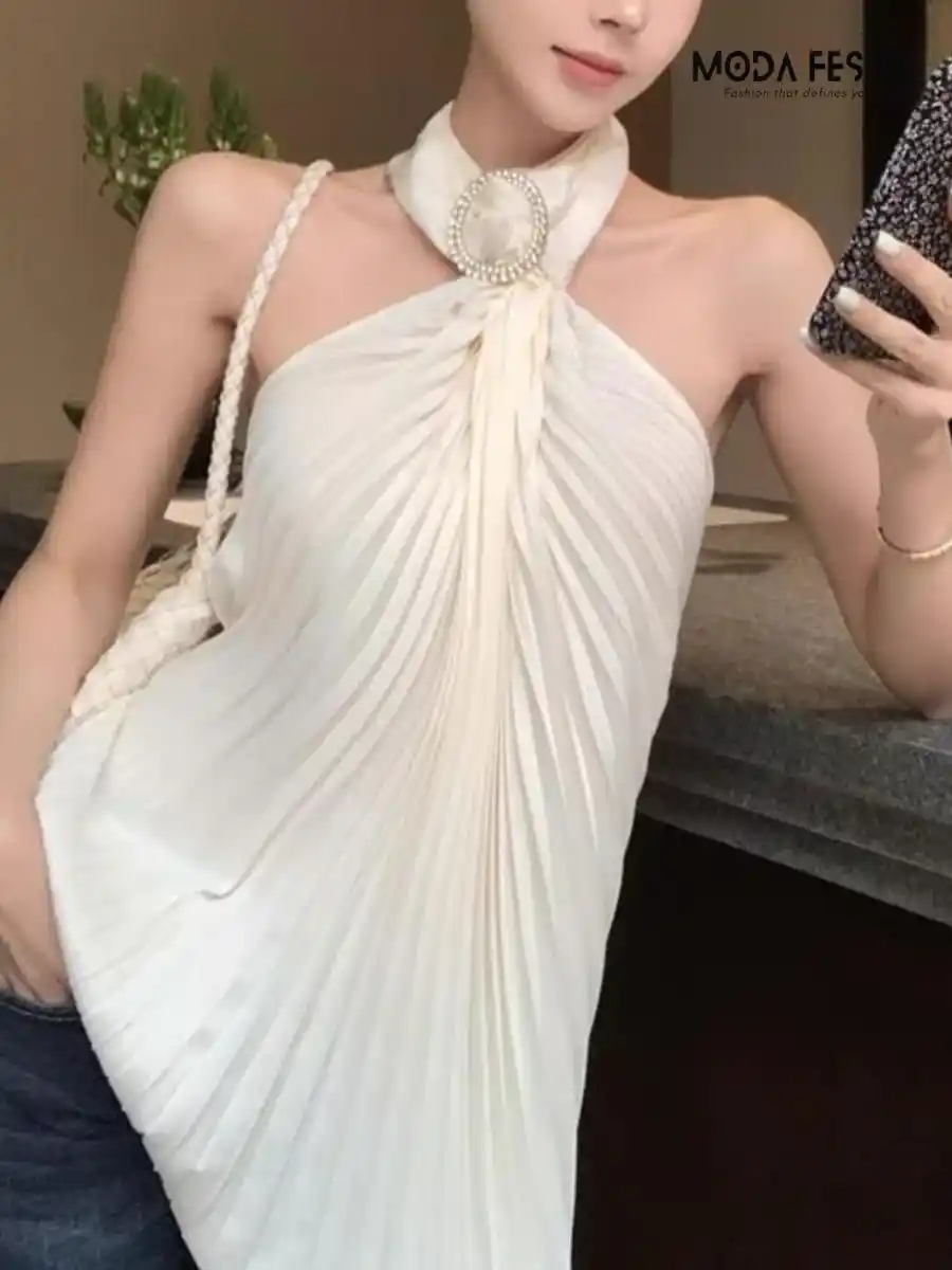 ModaFesta -stunning-pleated-party-top-beige