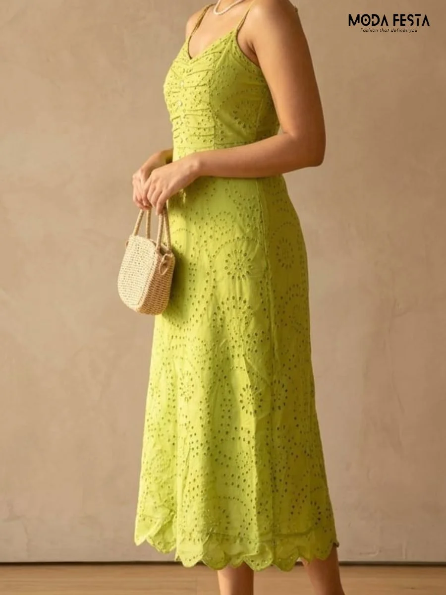 ModaFesta -chikan-spaghetti-dress-lime-green