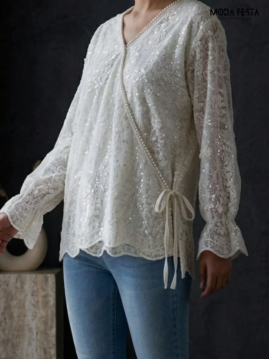 ModaFesta -ivory-sequin-lace-wrap