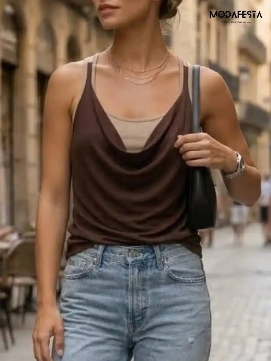 ModaFesta -plunging-tank-top-brown
