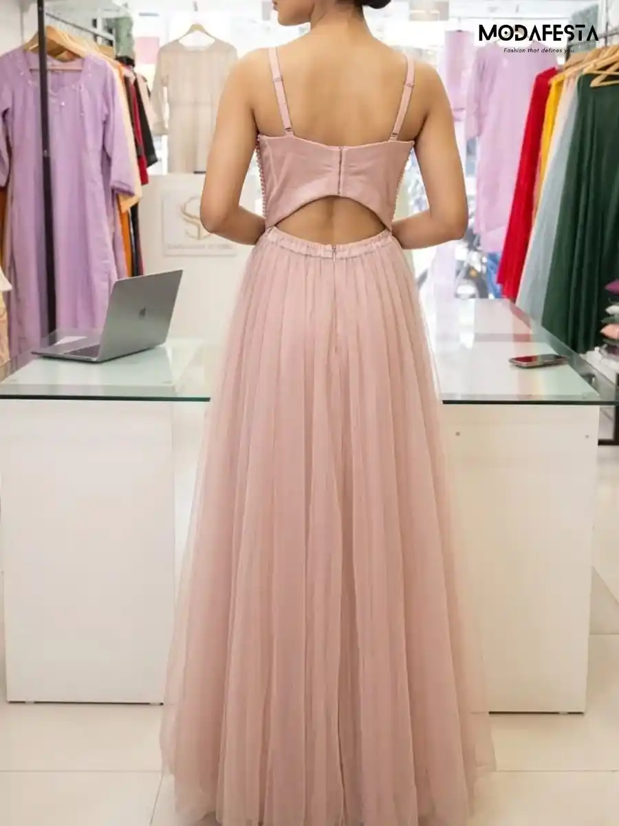 ModaFesta -elegant-embellished-a-line-corset-dress-peach