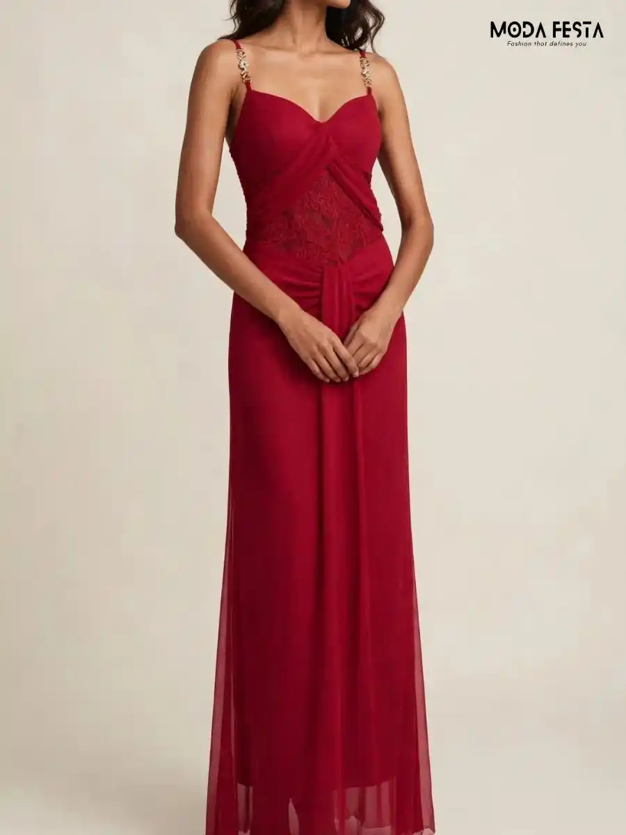 ModaFesta -elegant-red-lace-embellished-maxi-dress