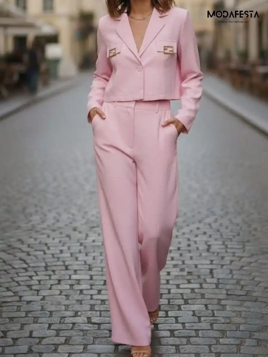 ModaFesta -trendy-midtown-blazer-coord-set-pink