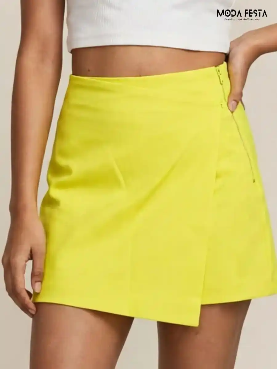 Solid Wrap Mini Skirt