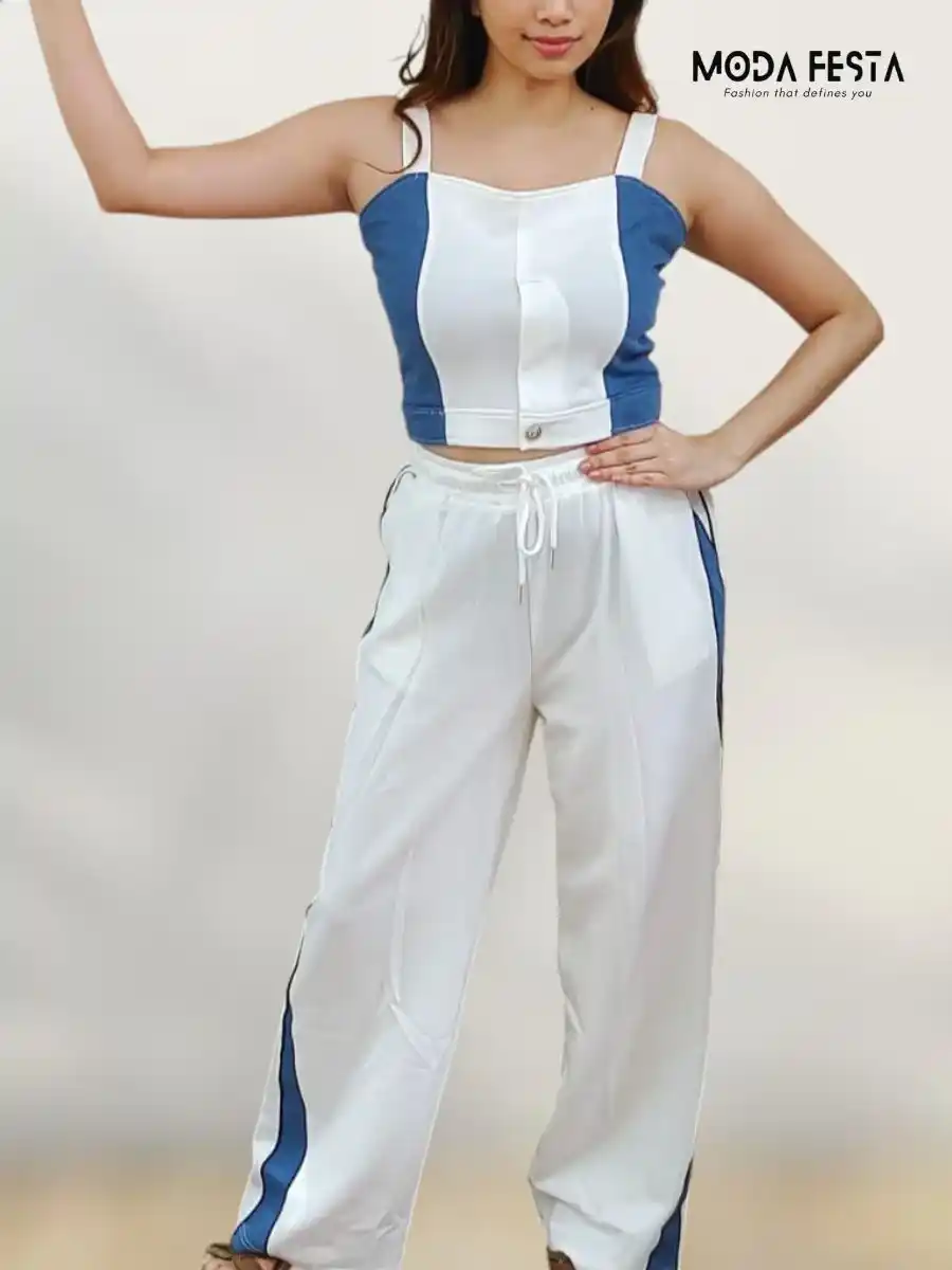 ModaFesta -elegant-top-with-pant-coord-set-white