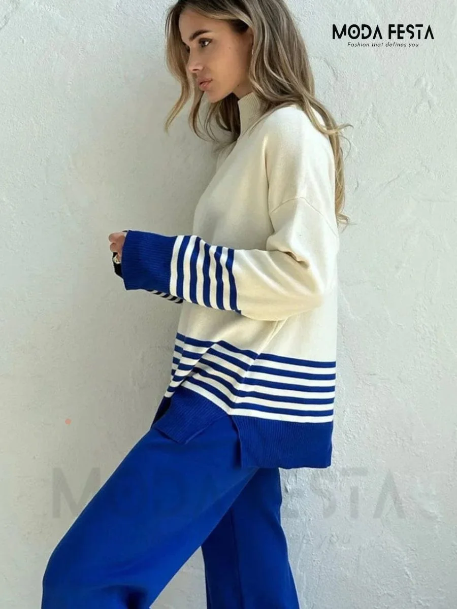ModaFesta -stripe-knitted-coord-set-blue