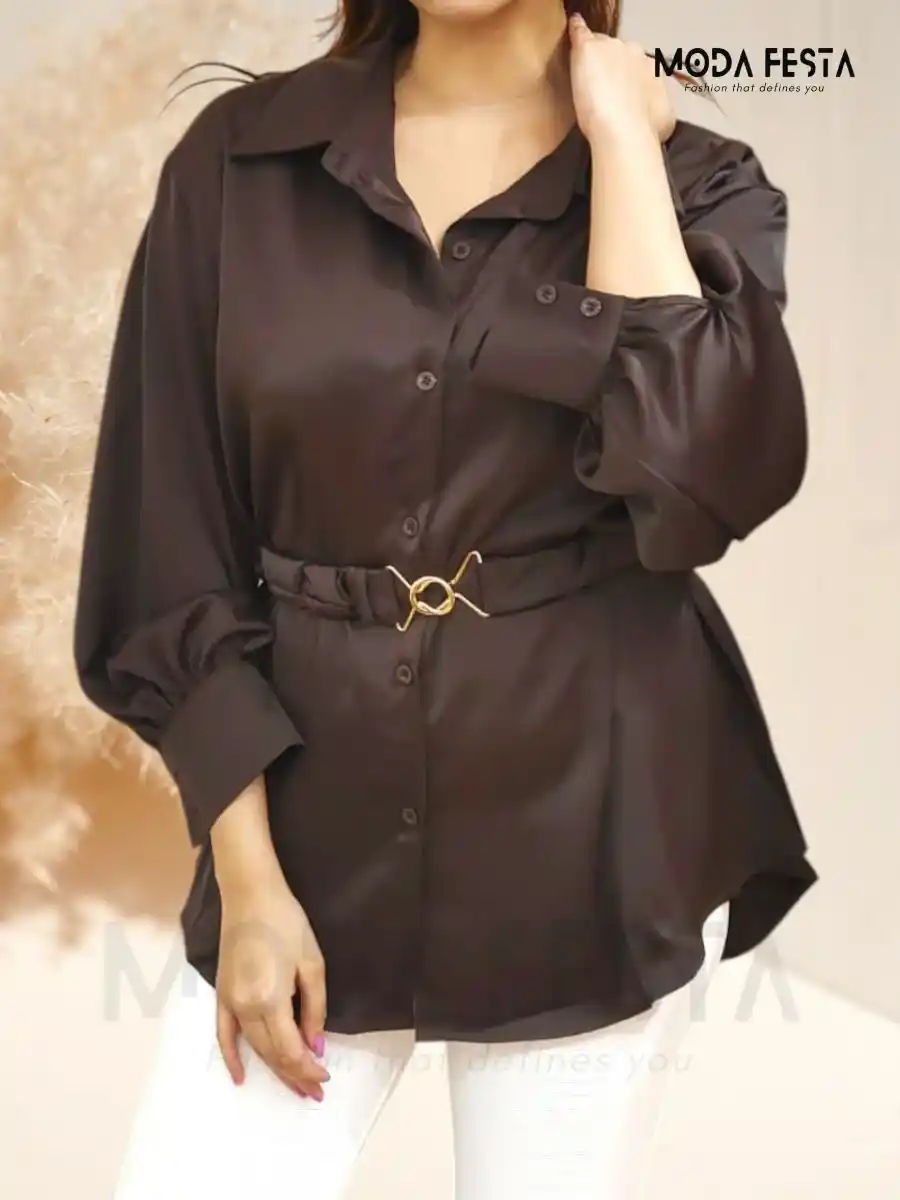 ModaFesta -dark-purple-shirt-with-stylish-belt-for-women